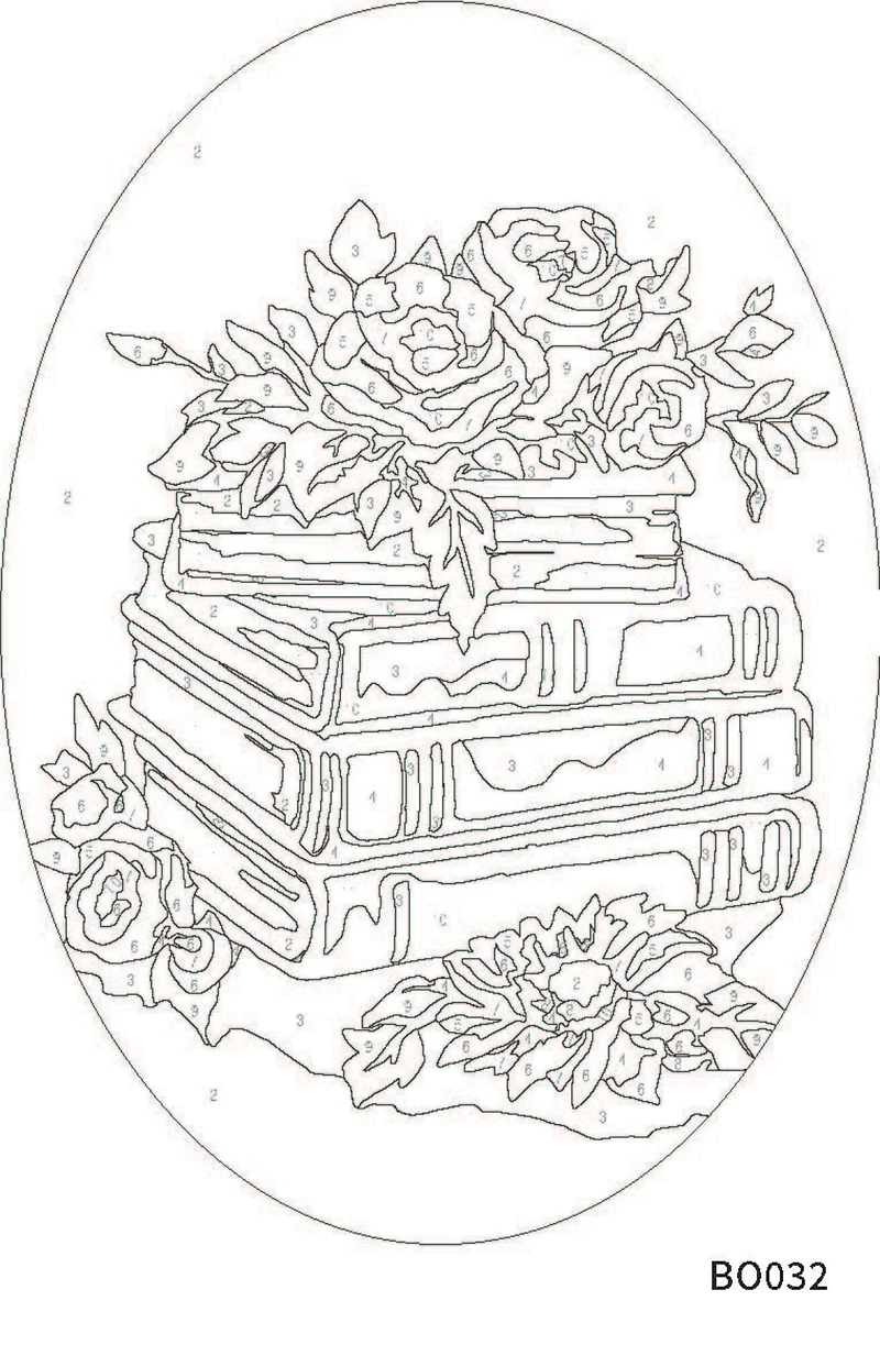 Books & Flowers Paint-by-Number Framed Mini Kit
