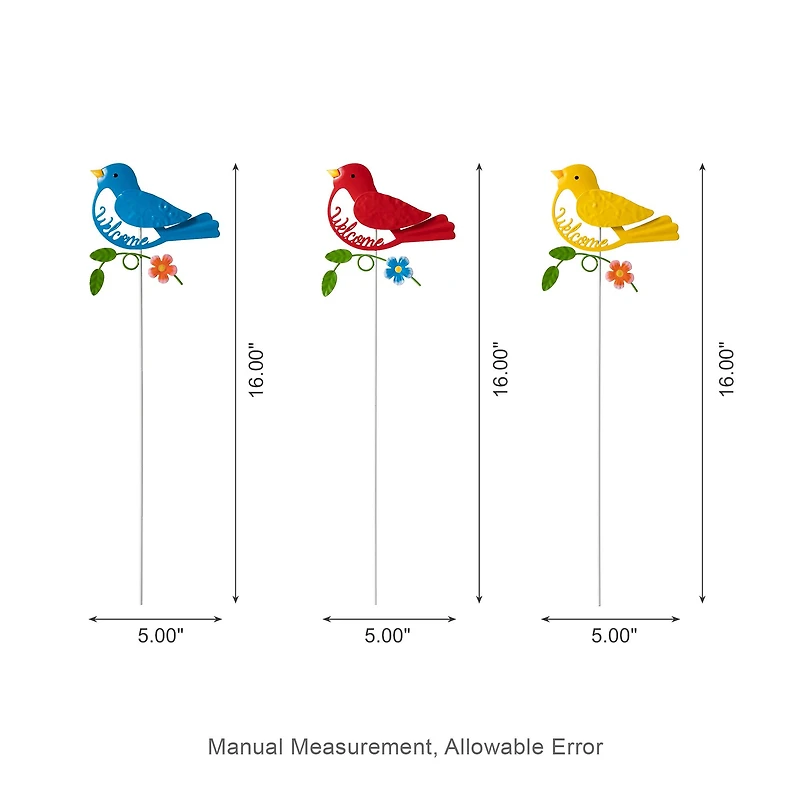 Glitzhome® 16" Metal Bird Welcome Yard Stake Set