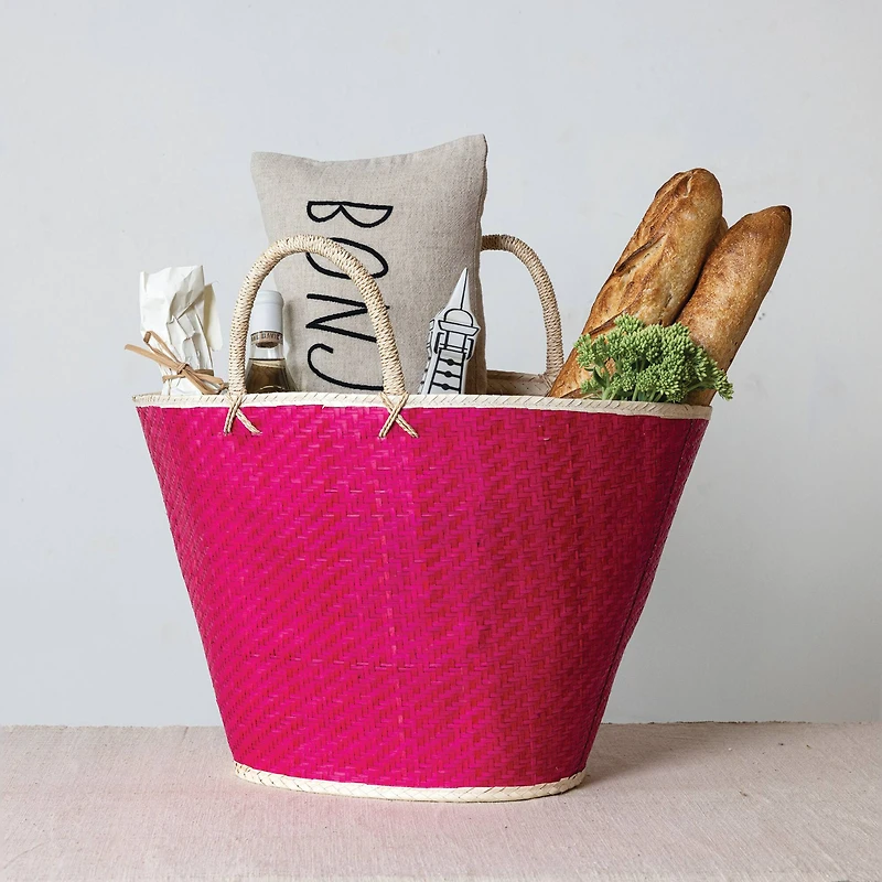 Hello Honey® 27" Pink Palm Leaf Storage Tote Bag