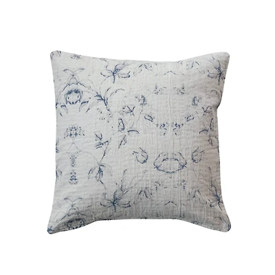 Hello Honey® 18" Blue Flower & Foliage Accent Pillow