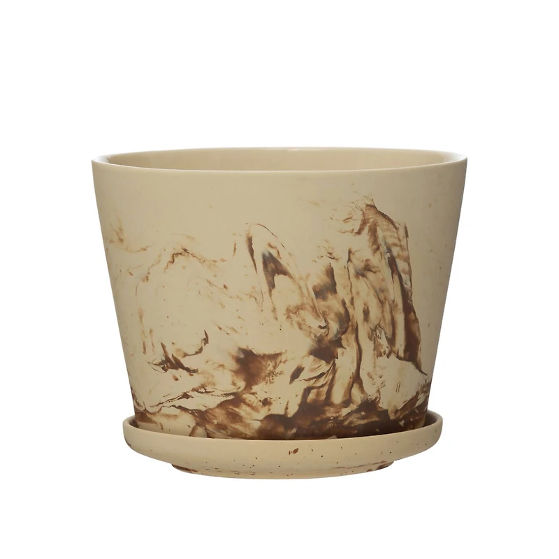 Hello Honey® 8" Reactive Glaze Stoneware Planter with Saucer