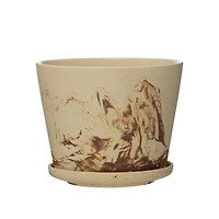 Hello Honey® 8" Reactive Glaze Stoneware Planter with Saucer