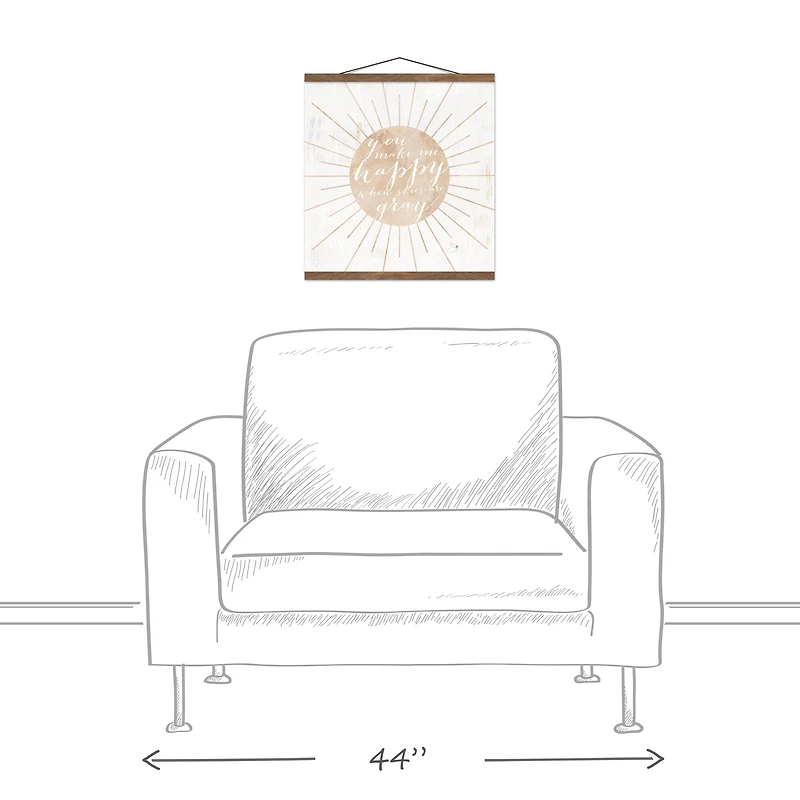 You Make Me Happy Teak Hanging Canvas