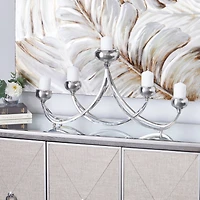 Silver Stainless Steel Candlestick Holders, 15x28x5"