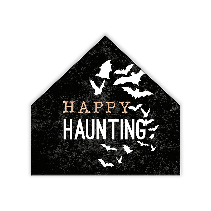 Happy Haunting Bats House Shaped Canvas Wall Art