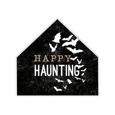 Happy Haunting Bats House Shaped Canvas Wall Art