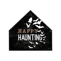 Happy Haunting Bats House Shaped Canvas Wall Art