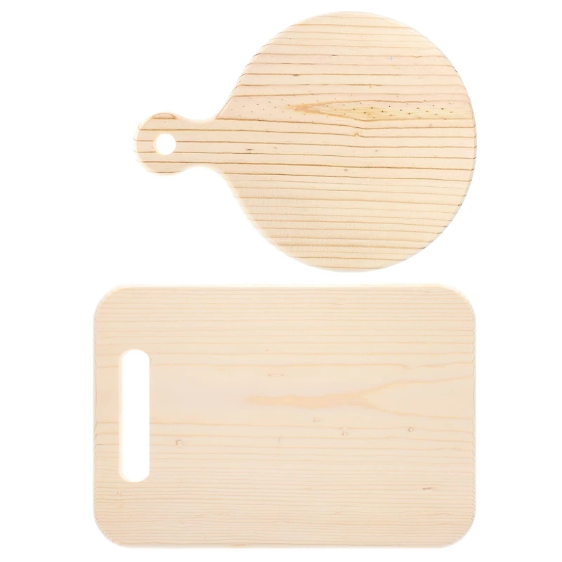 Good Wood by Leisure Arts® 2-Piece Circle and Rectangle Wood Cutting Board Set