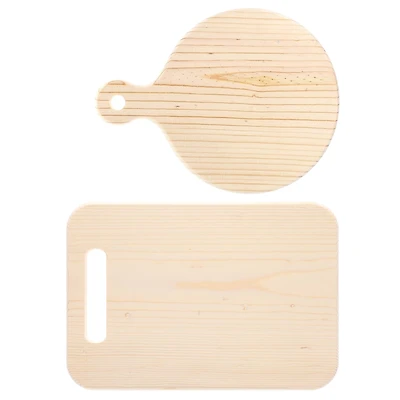 Good Wood by Leisure Arts® 2-Piece Circle and Rectangle Wood Cutting Board Set