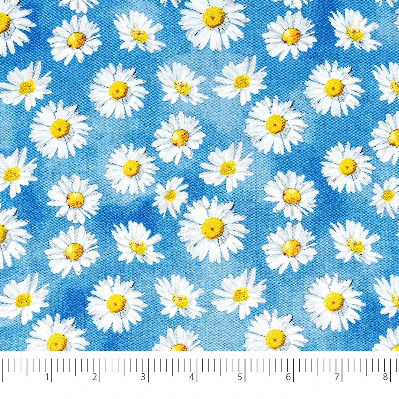 SINGER Small Daisies on Cotton Fabric