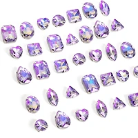 CousinDIY Silver Mocha Light Amethyst AB Glass Sew-On Rhinestones, 38ct.