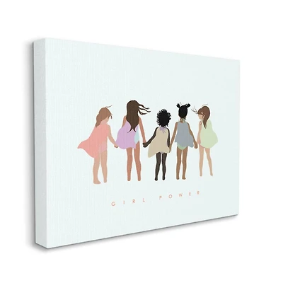 Stupell Industries Girl Power Phrase Inclusive Caped Superheroes Canvas Wall Art