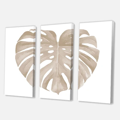 Designart - Ivory Pastel Monstera Heart Shaped Tropical Leaf