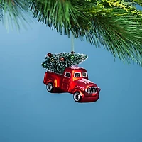 6ct. 4.25" Glittered Glass Pickup Truck Ornament Set