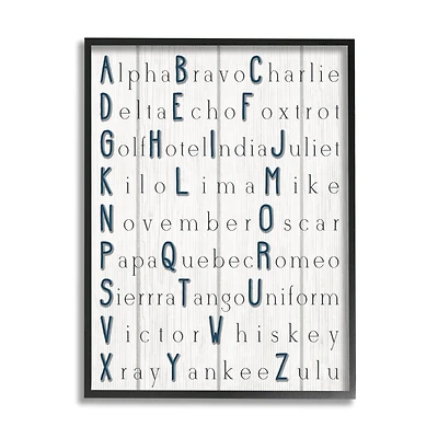 Stupell Industries Alpha Bravo Charlie Kids Alphabet Word Design Framed Wall Art