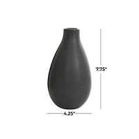 7.75" Black Minimalistic Ceramic Bulb Vase