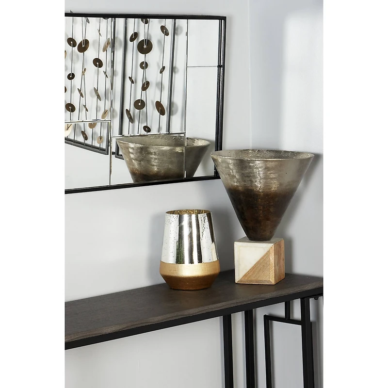 The Novogratz 9" Gold Glass Modern Candlestick Holder