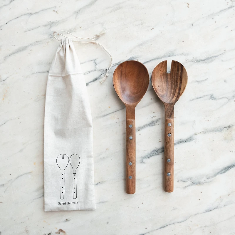 Hello Honey® Natural Rustic Charm Mango Wood Salad Server Set