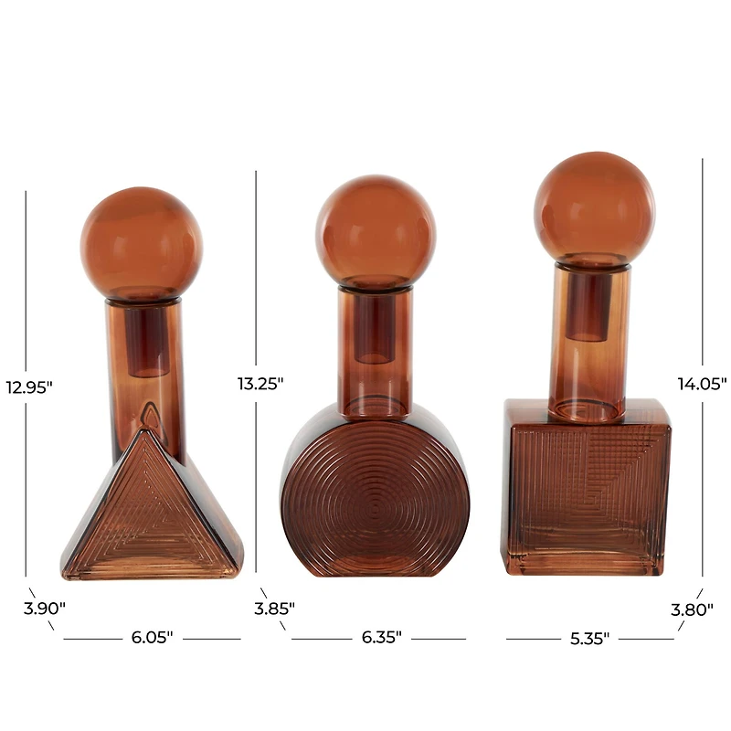 Amber Geometric Decorative Jar Set