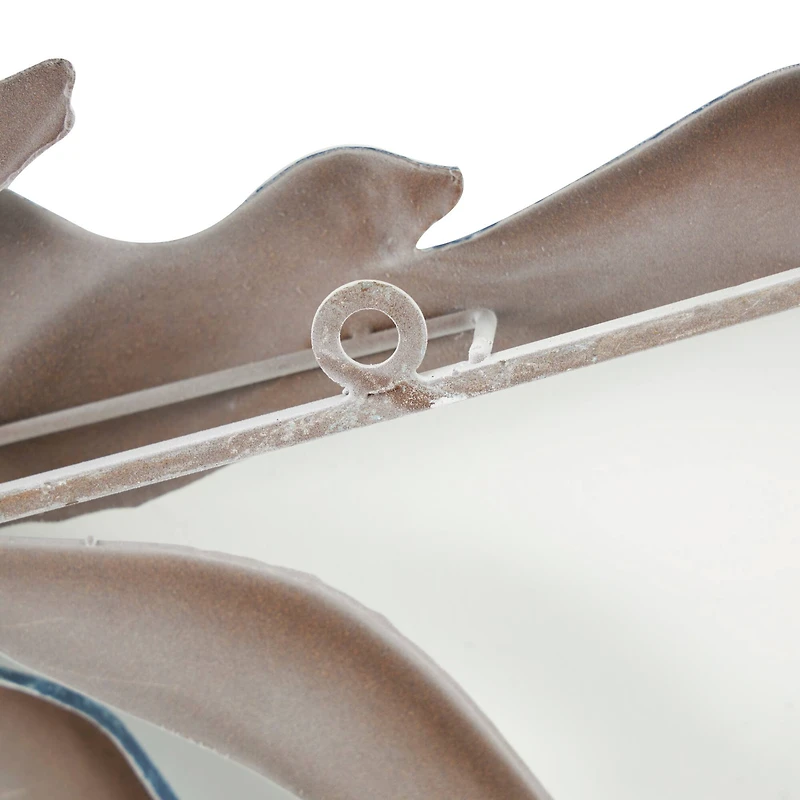 38" Blue Metal Bird Wall Décor with Brown Distressed Accents