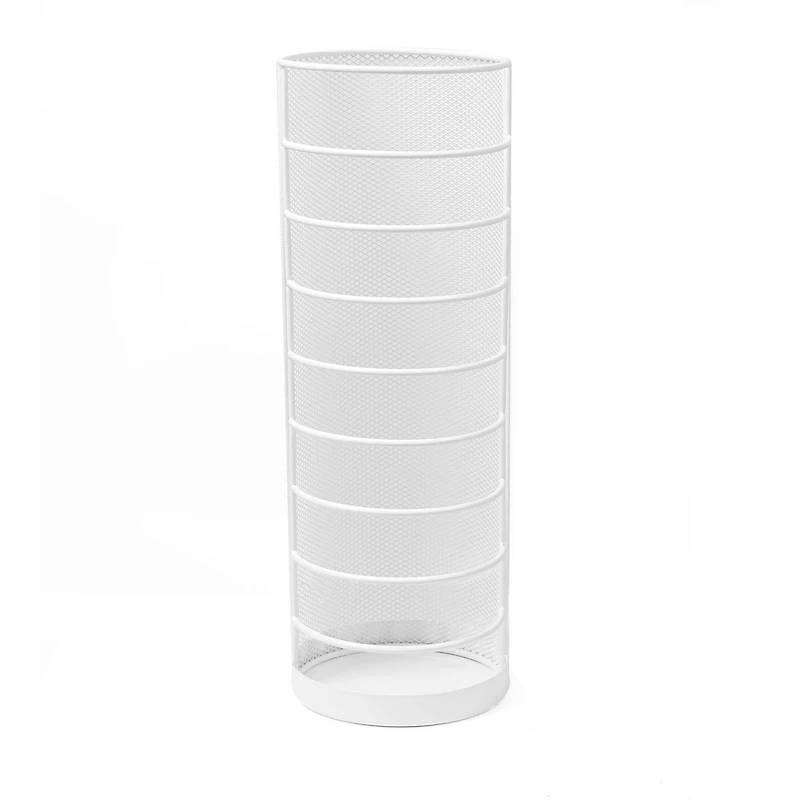 Mind Reader White Round Wire Basket Umbrella Stand