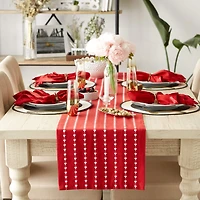 DII® 108" White Hearts Dobby Table Runner