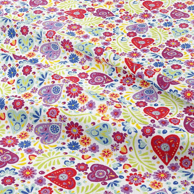 Camelot Fabrics White Paisley Hearts Cotton Precut Fabric