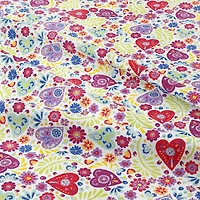 Camelot Fabrics White Paisley Hearts Cotton Precut Fabric