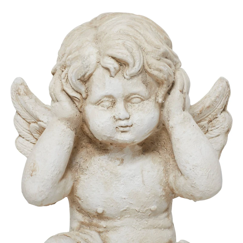 29" White Stone French Country Angel Garden Sculpture Set