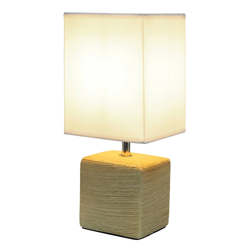 Simple Designs Stone Table Lamp with White Shade