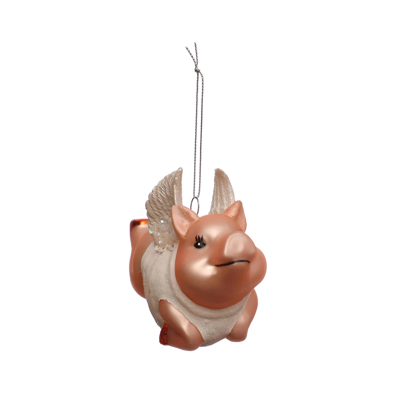4.5" Pink Flying Pig Glass Ornament by Ashland®