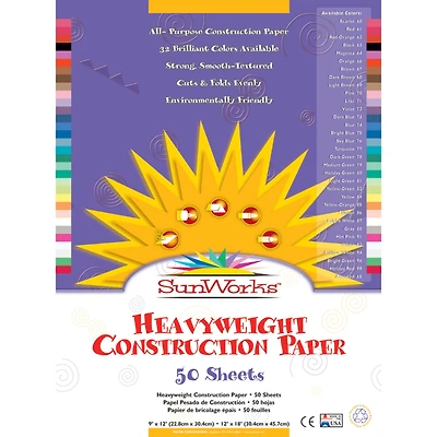 Pacon® SunWorks® 12" x 18" Assorted Color Construction Paper, 50ct.