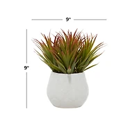 White Ceramic Contemporary Artificial Foliage, 9" x 9" x 9"