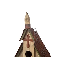 Glitzhome® Distressed Wooden Church Birdhouse