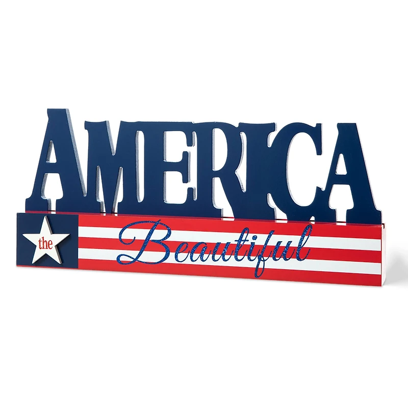 Glitzhome® 14" Wide America the Beautiful Tabletop Décor