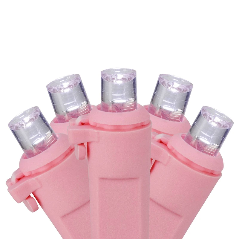 100ct. Pure White LED Wide Angle Valentine's Day Pink String Lights