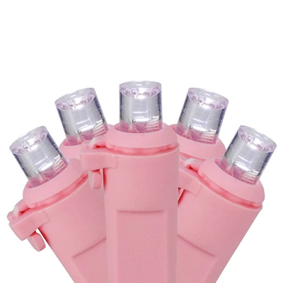 100ct. Pure White LED Wide Angle Valentine's Day Pink String Lights