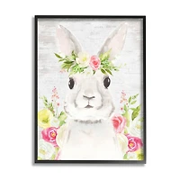 Stupell Industries Rustic Easter Bunny Flower Crown Spring Bouquet Framed Giclee Art