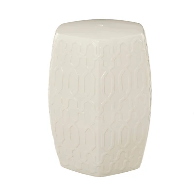 Cream Ceramic Contemporary Accent Table, 19" x 13" x 14"