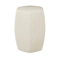 Cream Ceramic Contemporary Accent Table, 19" x 13" x 14"