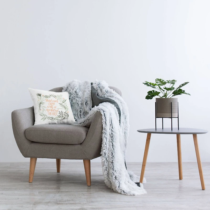 Stupell Industries Grateful Heart Uplifting Soft Green Florals Throw Pillow, 18" x 18"