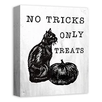 No Tricks Only Treats Black Cat Canvas Wall Art