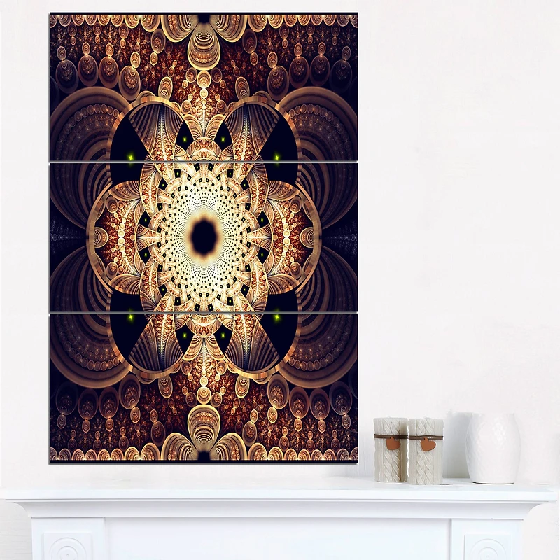 Designart - Brown Red Fractal Flower Pattern Digital