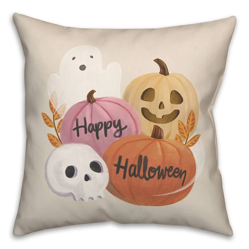 Happy Halloween Whispy Ghost Throw Pillow