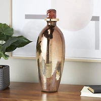 17" Gold, Beige & Copper Glass Speckled Ombre Decorative Jars with Textured Top Knob