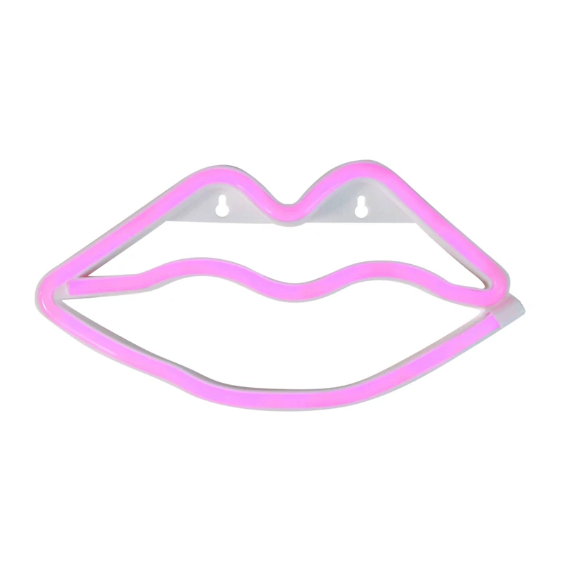 5.5" Neon Pink LED Lips Wall Sign