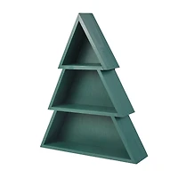 17" Green Wood Christmas Tree Tabletop Cubby by Ashland®