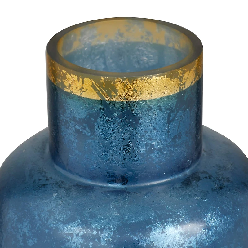 Blue Glass Coastal Vase, 14" x 10" x 10"