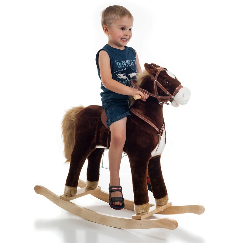 Toy Time Brown Plush Rocking Horse with Saddle