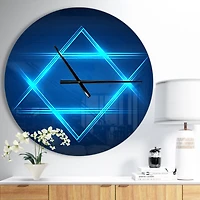 Designart Neon Star of David Modern Wall Clock